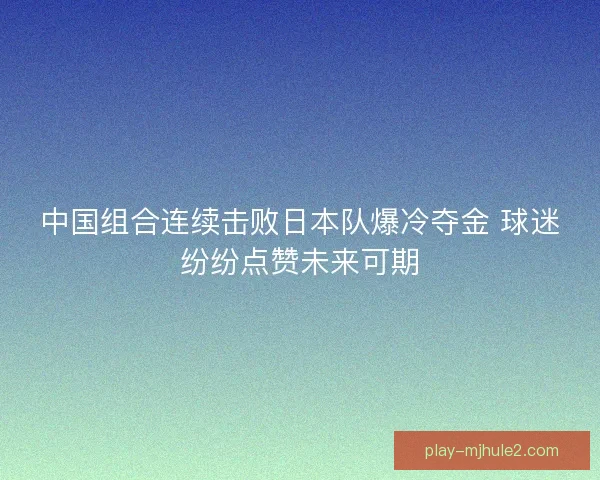 中国组合连续击败日本队爆冷夺金 球迷纷纷点赞未来可期